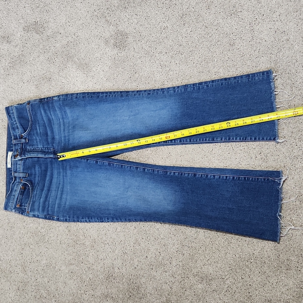 Madewell Tall Kick Out Crop Jeans Brinton Wash + Stretch Size 28 Tall Raw Hem - Picture 11 of 15